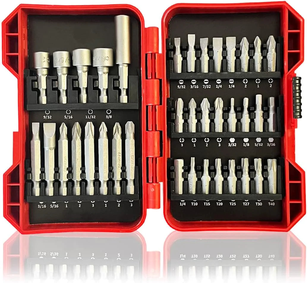 37 Piece Impact Screwdriver Bit Set Nut Driver Torx Phillips Tool Magnetic Drill